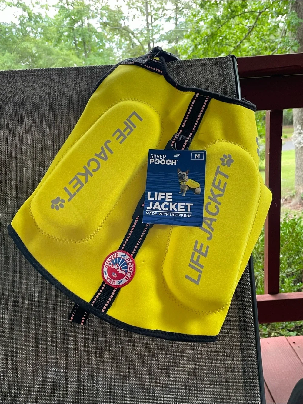 Silver Pooch Yellow Dog Life Jacket - Medium NWT